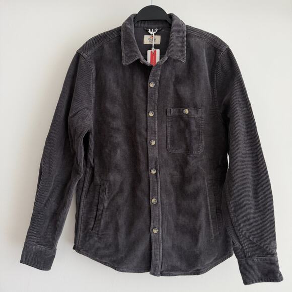 Marine Layer Shirt Mens Small Gray Max Broken In Corduroy Overshirt Shacket Gorp - Picture 1 of 12